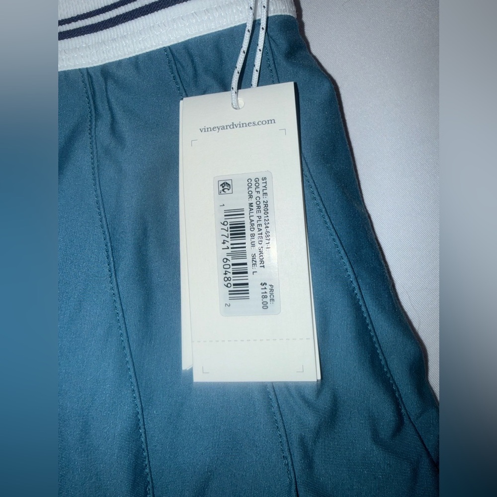 NEW Vineyard Vines Performance Pleated Skort Skirt Sz L Large Mallard Blue Golf - Picture 3 of 12